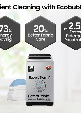 Samsung 7 kg, Eco Bubble Technology, Digital Inverter Motor, Soft Closing Door, Fully-Automatic Top Load Washing Machine (WA70BG4441YYTL, Lavender Gray) 