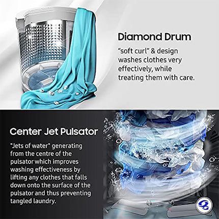 Samsung 7 kg, Fully-Automatic Top Load Washing Machine with Diamond Drum (WA70A4002GS/TL, Imperial Silver) 