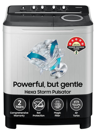 Samsung 8.5 kg, 5 star, Semi-Automatic Washing Machine (WT85C4200GG/TL, Air Turbo Drying, LIGHT GRAY) 