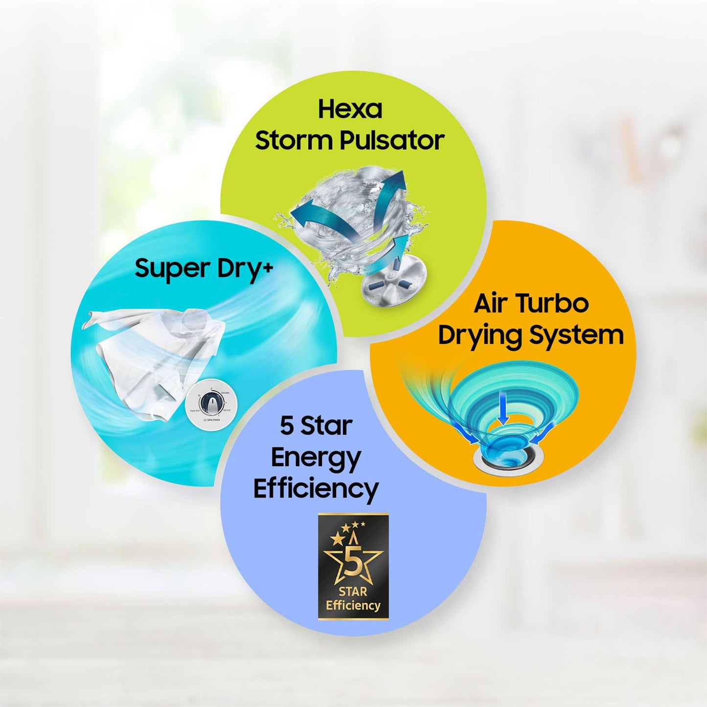Samsung 8.5 kg, 5 star, Semi-Automatic Washing Machine (WT85C4200GG/TL, Air Turbo Drying, LIGHT GRAY) 