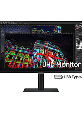 Samsung 8 Series 68.4 cm (27 inch) 4K UHD (3840x2160) Computer Monitor, IPS Panel, USB-C, HDR10 (1 Billion Colors), Height Adjustable Stand, Energy Star, Intelligent Eye Care LS27A800UJWXXL (Black) 
