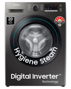 Samsung 8 kg, 5 Star, Digital Inverter Motor, Fully-Automatic Front Load Washing Machine Appliance (WW80T4040CX1TL, Hygiene Steam, Inox) 