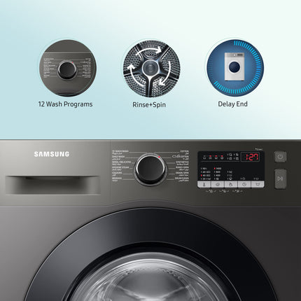 Samsung 8 kg, 5 Star, Digital Inverter Motor, Fully-Automatic Front Load Washing Machine Appliance (WW80T4040CX1TL, Hygiene Steam, Inox) 