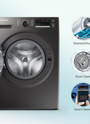 Samsung 8 kg, 5 Star, Digital Inverter Motor, Fully-Automatic Front Load Washing Machine Appliance (WW80T4040CX1TL, Hygiene Steam, Inox) 