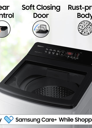 Samsung 8 kg, 5 star, Eco Bubble Tech, Digital Inverter Motor, Soft Closing Door, Fully-Automatic Top Load Washing Machine (WA80BG4441BGTL, Light Gray) 