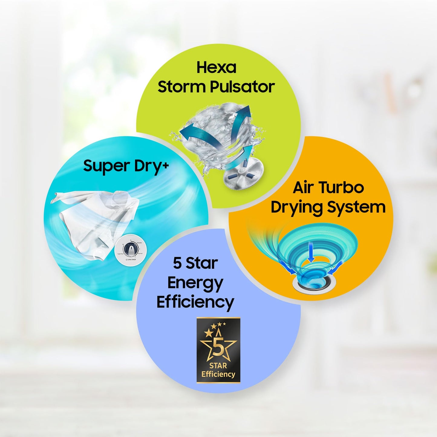 Samsung 8 kg, 5 star, Semi-Automatic Top Load Washing Machine (WT80C4200GG/TL, Air Turbo Drying, Light Gray, 2023 Model) 