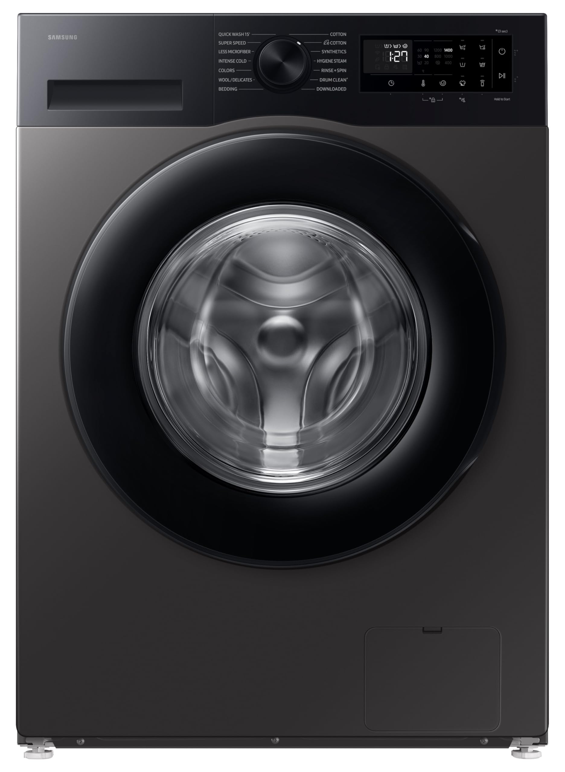 Samsung 9 kg, 5 star, AI EcoBubble, Super Speed, Wi-Fi, Hygiene Steam with Inbuilt Heater, Digital Inverter, Fully-Automatic Front Load Washing Machine (WW90DG5U24AXTL, Inox) 
