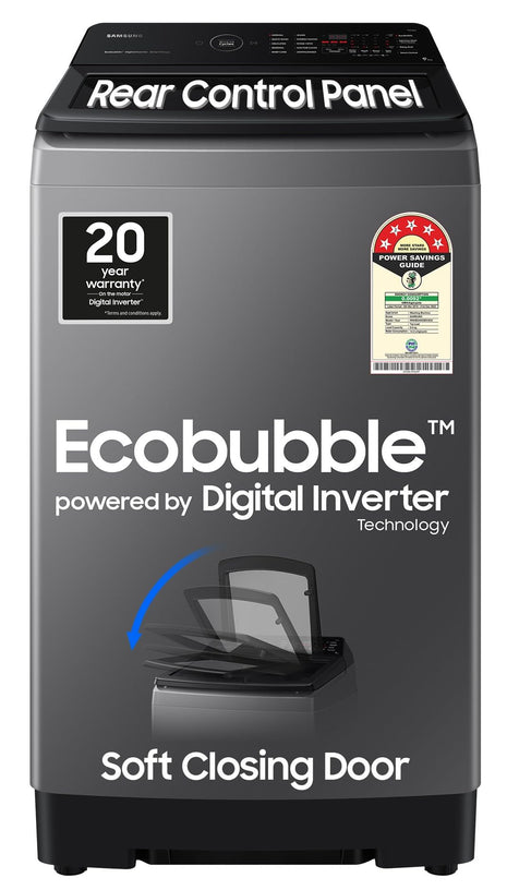 Samsung 9 kg, 5 star, Eco Bubble Technology, Wi-Fi, Soft Closing Door, Fully-Automatic Top Load Washing Machine (WA90BG4542BDTL, Versailles Gray) 