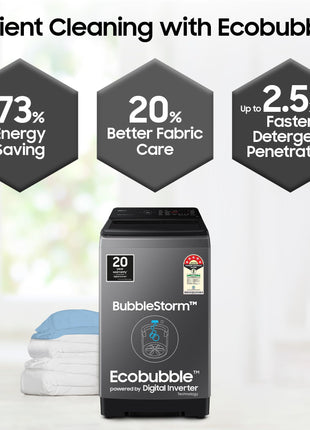 Samsung 9 kg, 5 star, Eco Bubble Technology, Wi-Fi, Soft Closing Door, Fully-Automatic Top Load Washing Machine (WA90BG4542BDTL, Versailles Gray) 