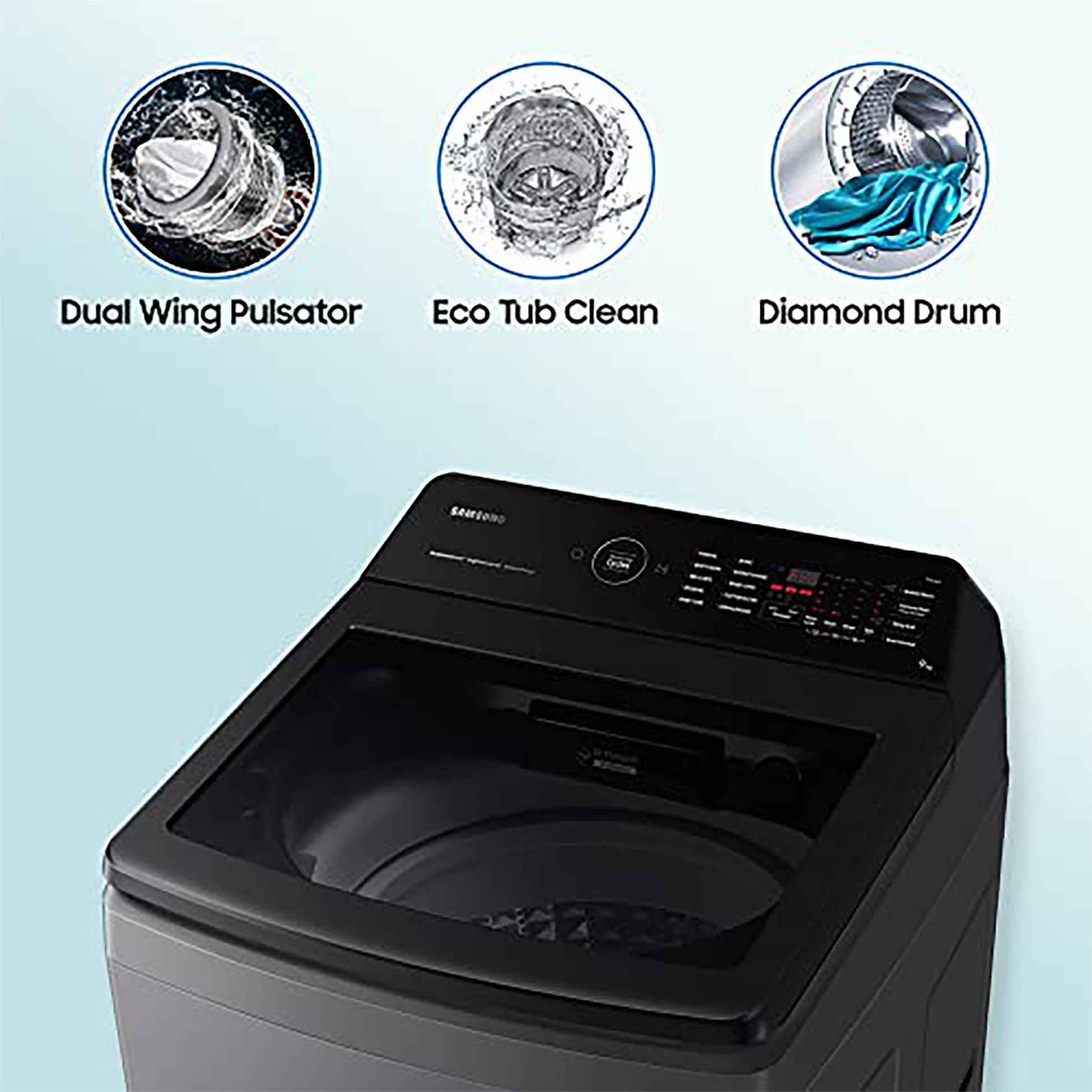 Samsung 9 kg, 5 star, Eco Bubble Technology, Wi-Fi, Soft Closing Door, Fully-Automatic Top Load Washing Machine (WA90BG4542BDTL, Versailles Gray) 