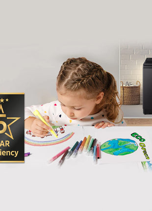 Samsung 9 kg, 5 star, Eco Bubble Technology with Super Speed, Wi-Fi, Digital Inverter Motor, Dual Storm, Fully-Automatic Top Load Washing Machine Appliance (WA90BG4546BVTL, Black Caviar) 