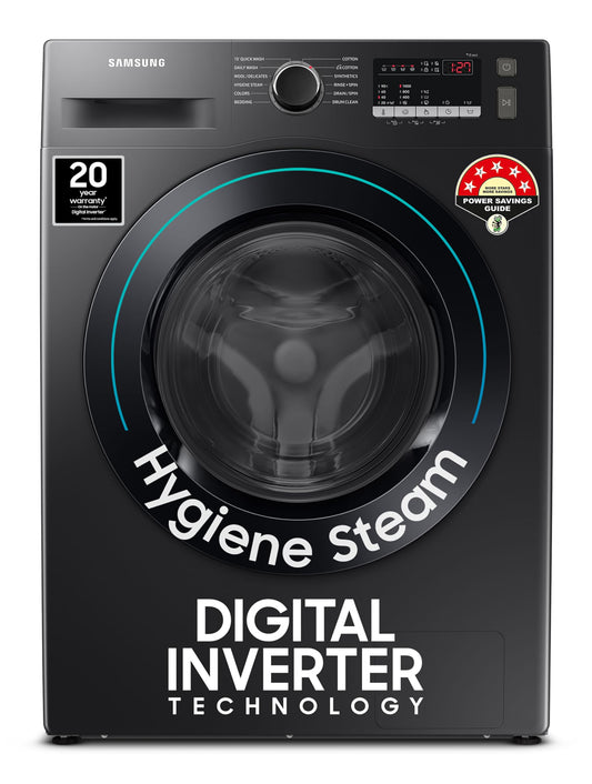 Samsung 9 kg, Hygiene Steam with Inbuilt Heater, Digital Inverter, Fully-Automatic Front Load Washing Machine (WW90T4040CB1TL, Black) 