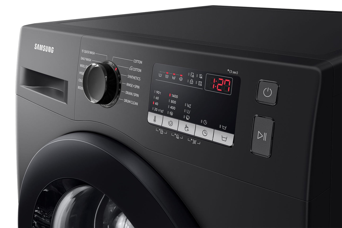 Samsung 9 kg, Hygiene Steam with Inbuilt Heater, Digital Inverter, Fully-Automatic Front Load Washing Machine (WW90T4040CB1TL, Black) 