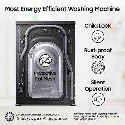 Samsung 9 kg, Hygiene Steam with Inbuilt Heater, Digital Inverter, Fully-Automatic Front Load Washing Machine (WW90T4040CB1TL, Black) 