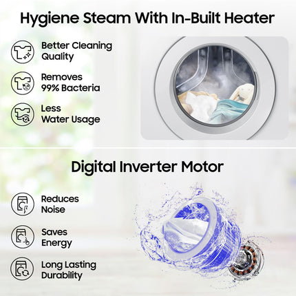 Samsung 9 kg, Hygiene Steam with Inbuilt Heater, Digital Inverter, Fully-Automatic Front Load Washing Machine (WW90T4040CB1TL, Black) 