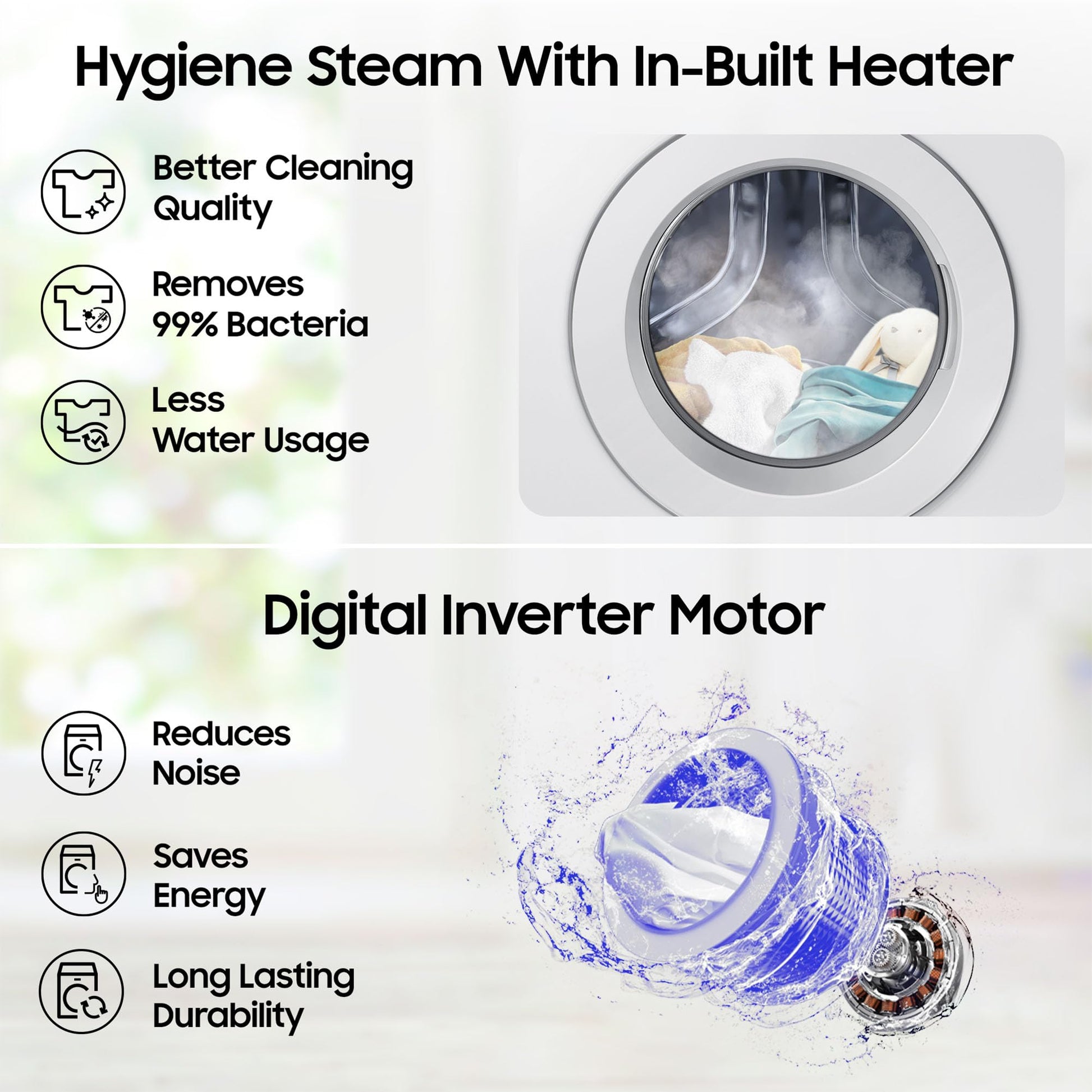 Samsung 9 kg, Hygiene Steam with Inbuilt Heater, Digital Inverter, Fully-Automatic Front Load Washing Machine (WW90T4040CB1TL, Black) 