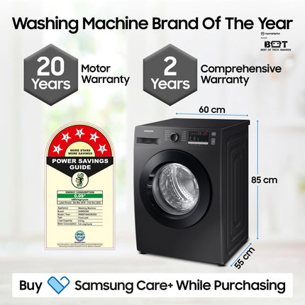 Samsung 9 kg, Hygiene Steam with Inbuilt Heater, Digital Inverter, Fully-Automatic Front Load Washing Machine (WW90T4040CB1TL, Black) 