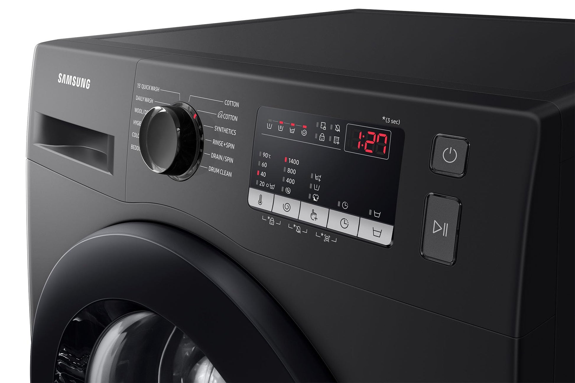 Samsung 9 kg, Hygiene Steam with Inbuilt Heater, Digital Inverter, Fully-Automatic Front Load Washing Machine (WW90T4040CB1TL, Black) 
