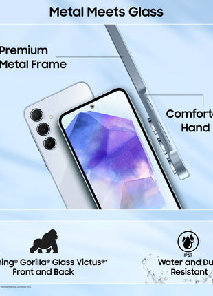 Samsung Galaxy A55 5G (Awesome Navy, 8GB RAM, 256GB Storage) | AI | Metal Frame | 50 MP Main Camera (OIS) | Super HDR Video| Nightography | IP67 | Corning Gorilla Glass Victus+ | sAMOLED Display 