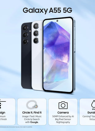 Samsung Galaxy A55 5G (Awesome Navy, 8GB RAM, 256GB Storage) | AI | Metal Frame | 50 MP Main Camera (OIS) | Super HDR Video| Nightography | IP67 | Corning Gorilla Glass Victus+ | sAMOLED Display 