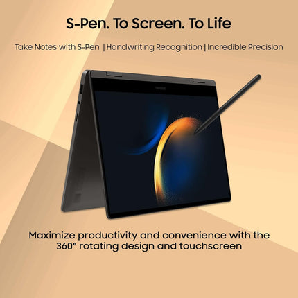 Samsung Galaxy Book3 360 Intel 13th Gen i7 EvoTM 33.78cm(13.3") Super Amoled 2-in-1 Touchscreen Laptop (16 GB/512GB SSD/Windows11/MSOffice/BacklitKB/Fingerprint Sensor/Graphite/1.16Kg), NP730QFG-LA1IN 