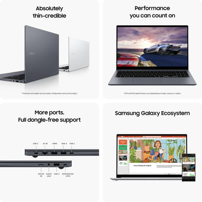 Samsung Galaxy Book4 (Gray, 16GB RAM, 512GB SSD) | 15.6" Full HD Screen | Intel Core 5 120U Processor | Windows 11 Home | MS Office 2021 | Fingerprint Reader | Intel Iris XE Graphics | RJ45 LAN Port 