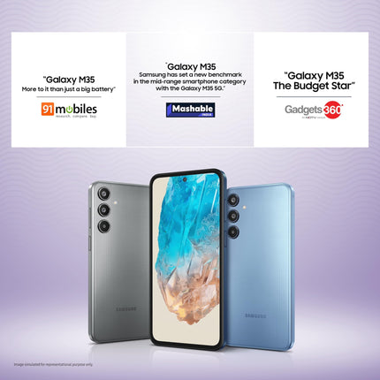 Samsung Galaxy M35 5G (Thunder Grey,6GB RAM,128GB Storage)| Corning Gorilla Glass Victus+| AnTuTu Score 595K+ | Vapour Cooling Chamber | 6000mAh Battery | 120Hz Super AMOLED Display| Without Charger 