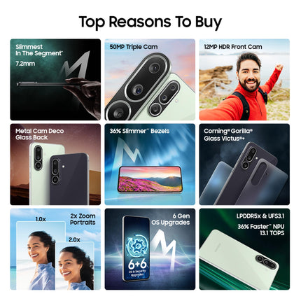 Samsung Galaxy M56 5G (Black, 8 GB RAM, 128 GB Storage) | Slimmest Phone in The Segment | Gorilla Glass Victus+ | 10 Bit HDR Video | Enhanced Nightography | 4nm Processor | Vapor Cooling Chamber 
