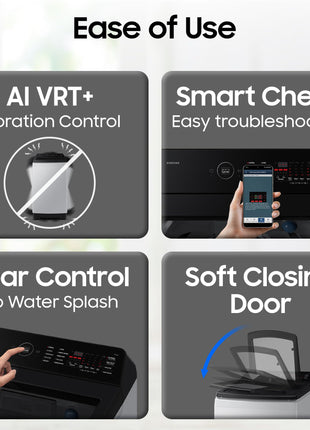 Samsung Smart Choice 10 Kg, 5 Star, AI Wash, Ecobubble, AI Energy Mode, AI VRT+, Soft Closing Door, Wi-Fi, Digital Inverter, Fully-Automatic Top Load Washing Machine (WA80F10E2LTL, Lavender Gray) 