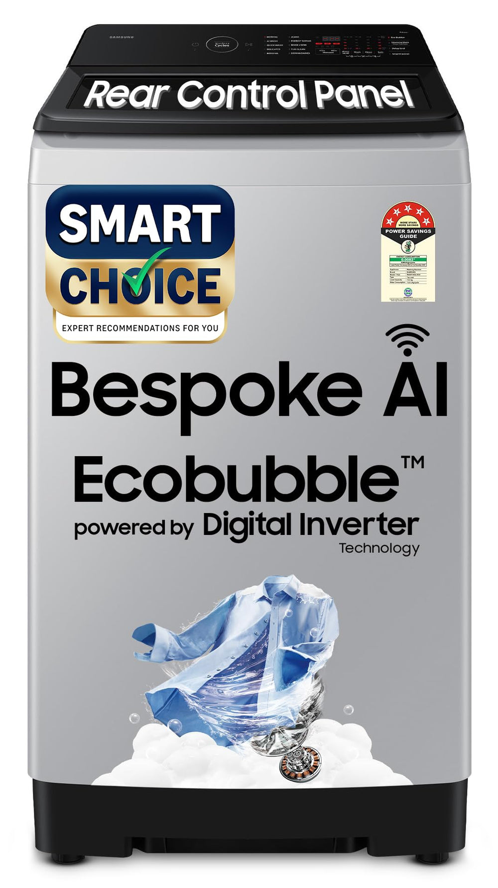 Samsung Smart Choice 10 Kg, 5 Star, AI Wash, Ecobubble, AI Energy Mode, AI VRT+, Soft Closing Door, Wi-Fi, Digital Inverter, Fully-Automatic Top Load Washing Machine (WA80F10E2LTL, Lavender Gray) price under 30000