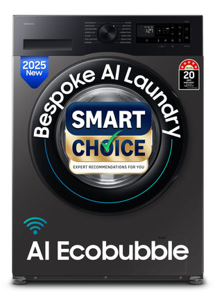 Samsung Smart Choice 12 kg, 5star, AI Ecobubble, Super Speed, Wi-Fi, Hygiene Steam with Inbuilt Heater, Digital Inverter, Fully-Automatic Front Load Washing Machine (WW12DG5B24AXTL, Inox) 