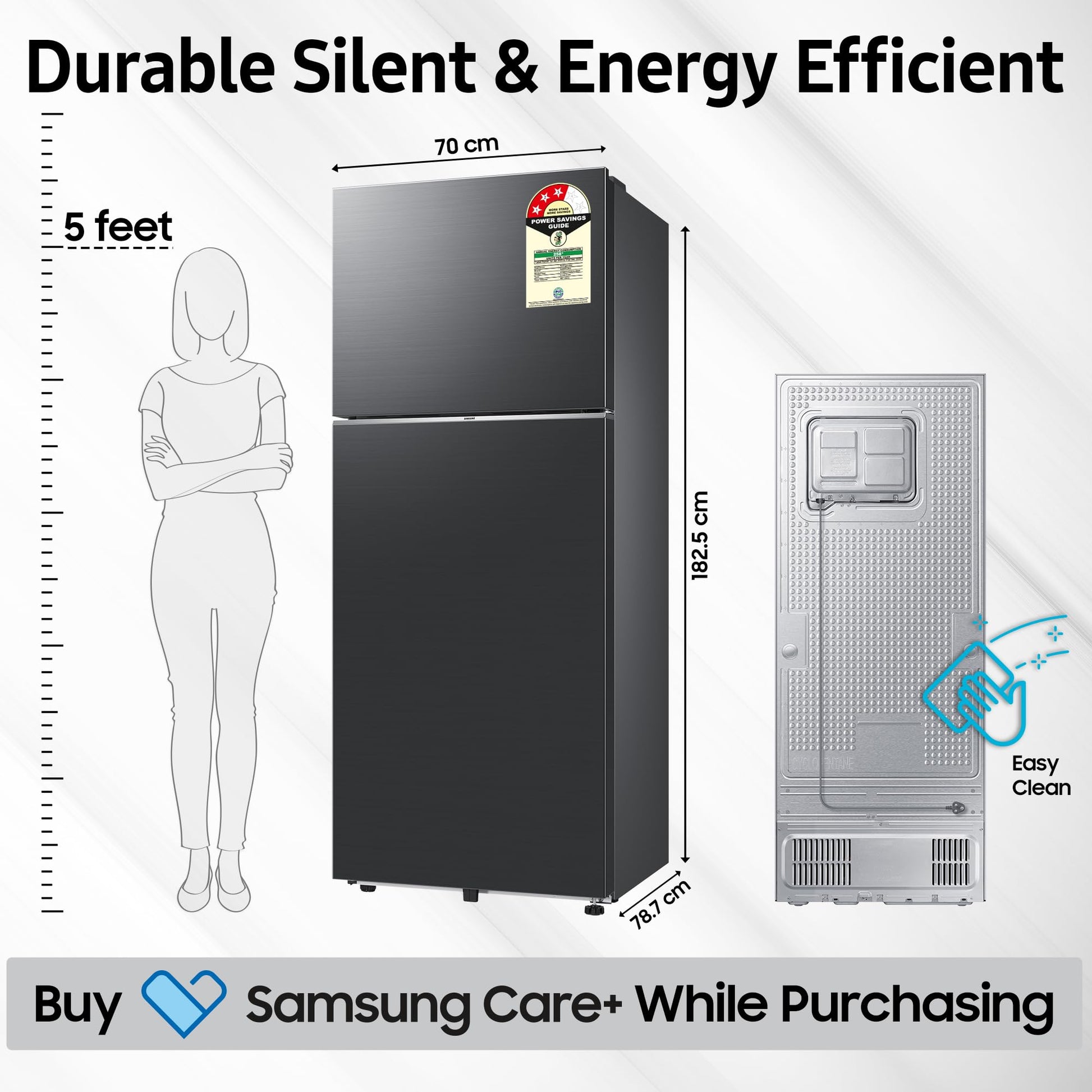 Samsung Smart Choice 467 L, 3 Star, Convertible 5-in-1, Digital Inverter, Frost Free Double Door, Bespoke AI WiFi Enabled Refrigerator (RT80F51C3KHL, Luxe Black) 