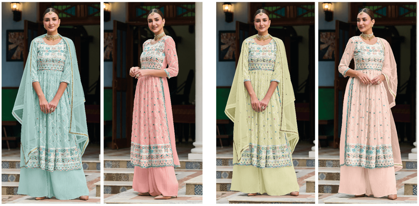 Designer Nyra Cut Salwar suit with lace dupatta and Palazzo Dress
