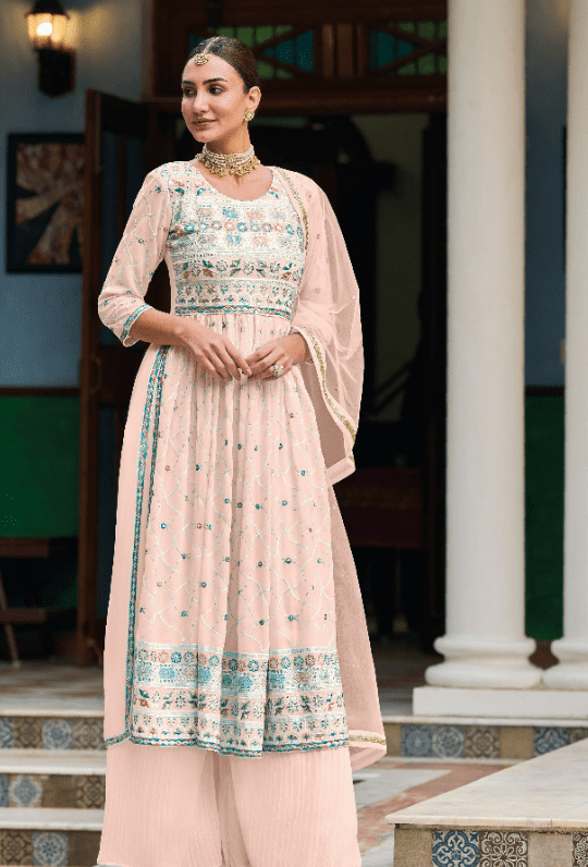 Designer Nyra Cut Salwar suit with lace dupatta and Palazzo Dress