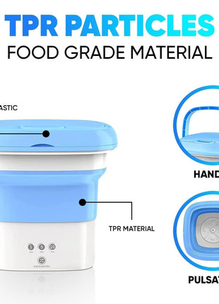 Semi Automatic Folding 2kg Top Loading Mini Washing Machine with Dryer Deep Cleaning for Underwear Washing Machine Clothes Washer Water Vent System (Multicolour) 