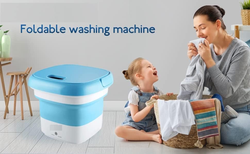 Semi Automatic Folding 2kg Top Loading Mini Washing Machine with Dryer Deep Cleaning for Underwear Washing Machine Clothes Washer Water Vent System (Multicolour) 
