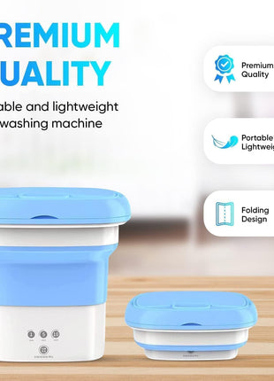 Semi Automatic Folding 2kg Top Loading Mini Washing Machine with Dryer Deep Cleaning for Underwear Washing Machine Clothes Washer Water Vent System (Multicolour) 