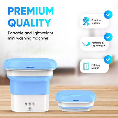 Semi Automatic Folding 2kg Top Loading Mini Washing Machine with Dryer Deep Cleaning for Underwear Washing Machine Clothes Washer Water Vent System (Multicolour) 
