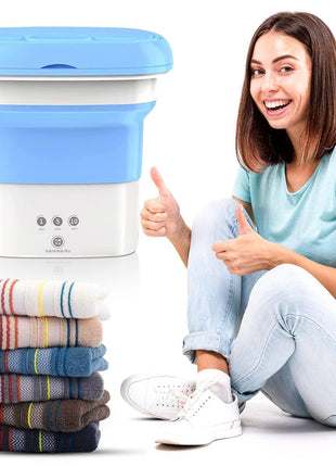 Semi Automatic Folding 2kg Top Loading Mini Washing Machine with Dryer Deep Cleaning for Underwear Washing Machine Clothes Washer Water Vent System (Multicolour) 