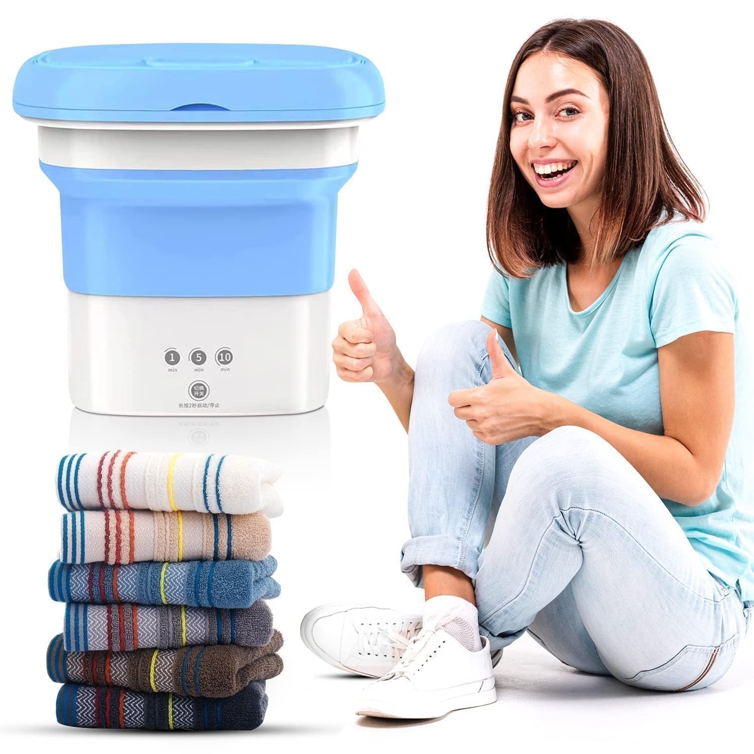 Semi Automatic Folding 2kg Top Loading Mini Washing Machine with Dryer Deep Cleaning for Underwear Washing Machine Clothes Washer Water Vent System (Multicolour) 