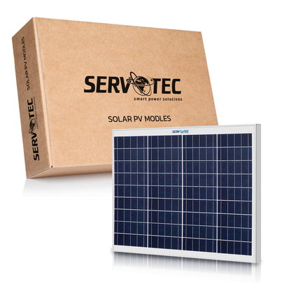 Servotech 50 Watt Polycrystalline Solar Panel lPV Module|Portable &Light Weight|Durable,High-Efficiency Renewable Energy Solution for Home, Office & Lawn|25-Year Performance Warranty|Pack of 1 