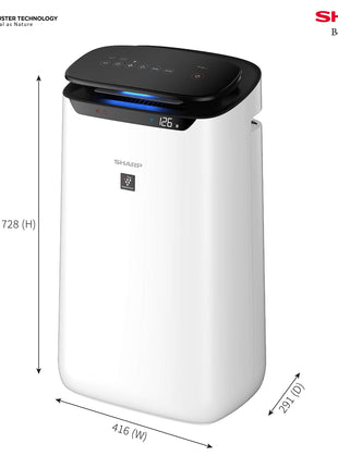 SHARP Room Air Purifier Fp-J60M-W With High Density Plasmacluster Ion Technology, Haze Mode, Sleep Mode And Anti-Pollen Mode | Coverage Area: Upto 550 Ft², White 