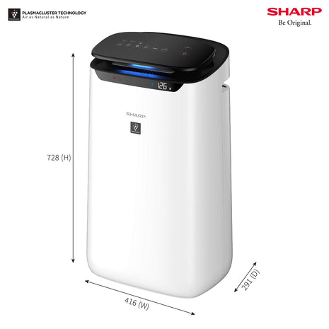 SHARP Room Air Purifier Fp-J60M-W With High Density Plasmacluster Ion Technology, Haze Mode, Sleep Mode And Anti-Pollen Mode | Coverage Area: Upto 550 Ft², White 