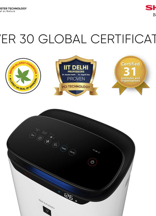 SHARP Room Air Purifier Fp-J60M-W With High Density Plasmacluster Ion Technology, Haze Mode, Sleep Mode And Anti-Pollen Mode | Coverage Area: Upto 550 Ft², White 