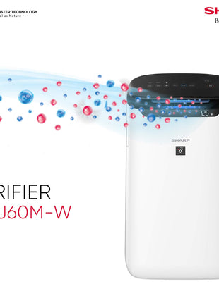 SHARP Room Air Purifier Fp-J60M-W With High Density Plasmacluster Ion Technology, Haze Mode, Sleep Mode And Anti-Pollen Mode | Coverage Area: Upto 550 Ft², White 