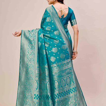 Shasmi Women's Banarasi Saree Pure Kanjivaram Silk Saree Soft new ladies 2025 Design Wear Pattu Sarees Latest Party Sari collections With Blouse Piece for Wedding sadi (PARI-218 RAMA) 