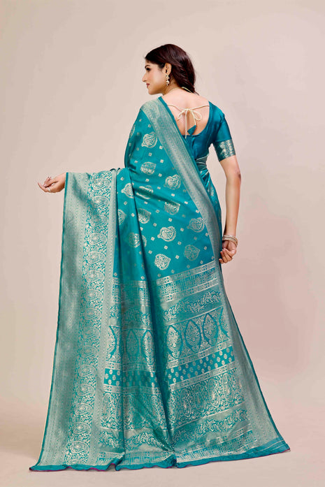 Shasmi Women's Banarasi Saree Pure Kanjivaram Silk Saree Soft new ladies 2025 Design Wear Pattu Sarees Latest Party Sari collections With Blouse Piece for Wedding sadi (PARI-218 RAMA) 