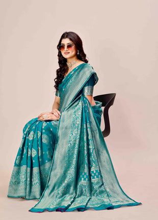 Shasmi Women's Banarasi Saree Pure Kanjivaram Silk Saree Soft new ladies 2025 Design Wear Pattu Sarees Latest Party Sari collections With Blouse Piece for Wedding sadi (PARI-218 RAMA) 