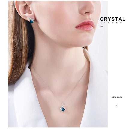 Shining Diva Fashion Angel Wings Platinum Plated Crystal Pendant Necklace Jewellery Set Gifts for Women and Girls (Blue) (14622s) Valentine Gift for Girlfriend 