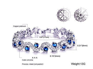 Shining Diva Fashion Royal Blue Crystal CZ Silver Plated Stylish Bracelet Gift for Girls Women(9576b) 